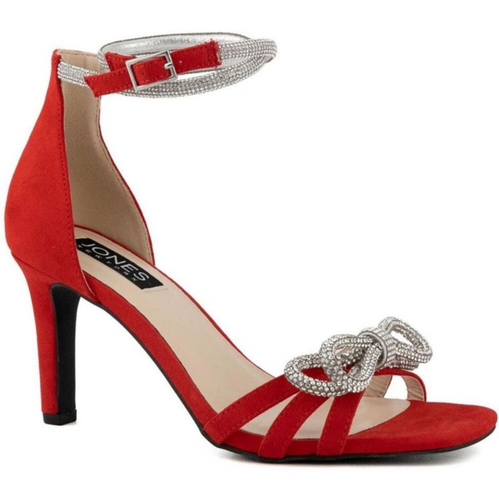 NWT Jones New York Womens Tarrie Red Faux Suede Open Toe Adjustable Pumps sz7.5